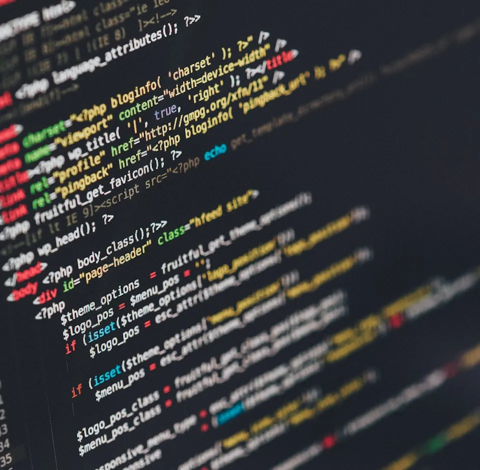 Source code on a dark screen