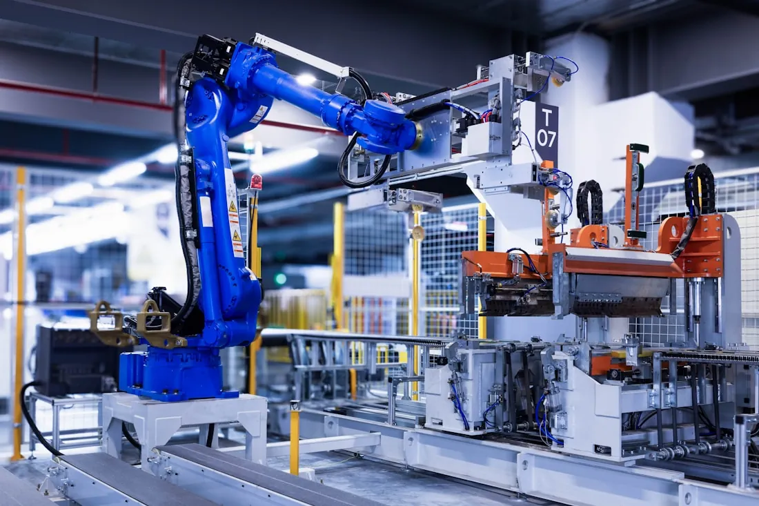 A robotic arm working on an automated production line