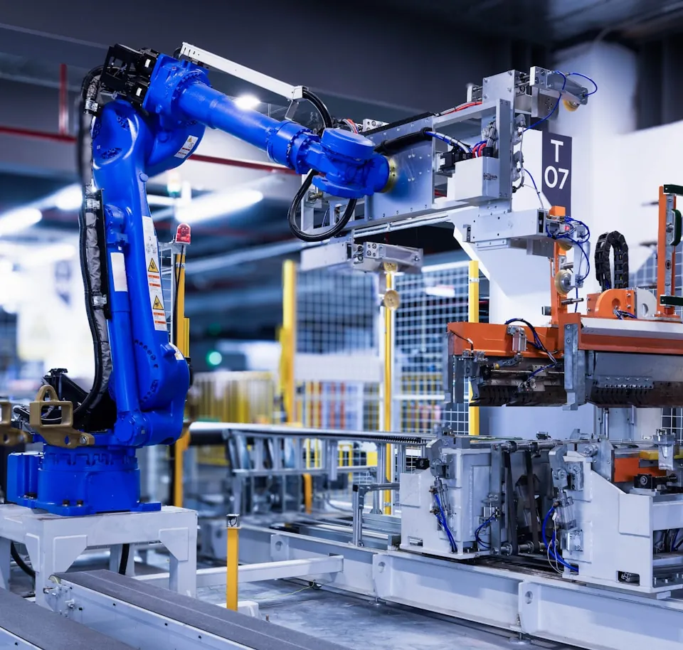 A robotic arm working on an automated production line